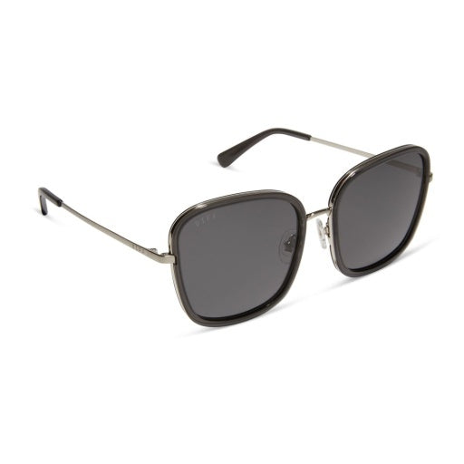 Genevive Sunglasses - Black Smoke Crystal + Grey Polarized