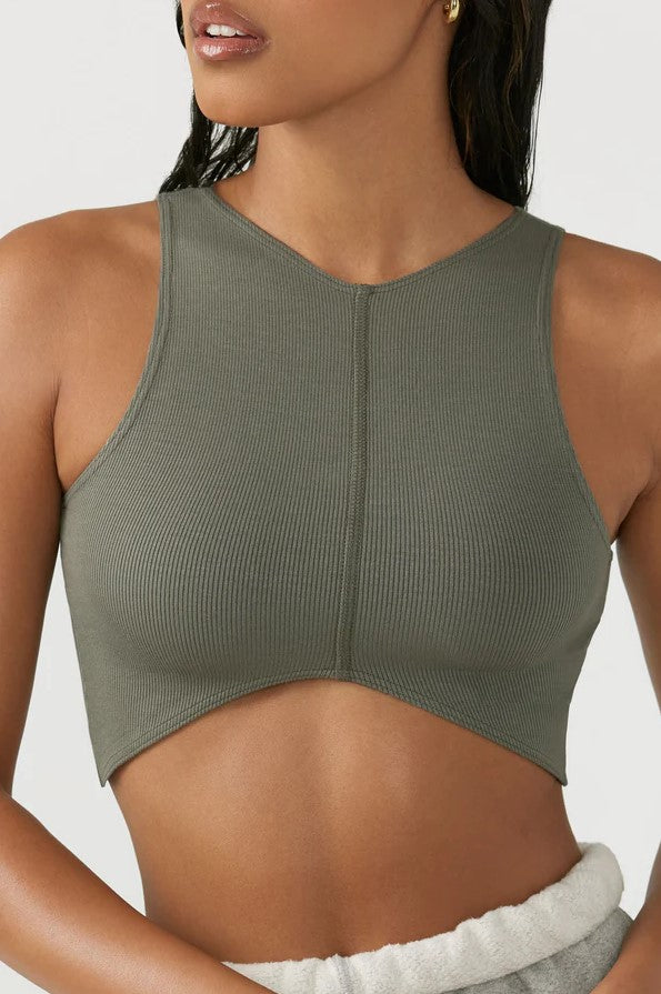 Women Workout Crop Top Built in Bra Ribbed Athletic Nigeria