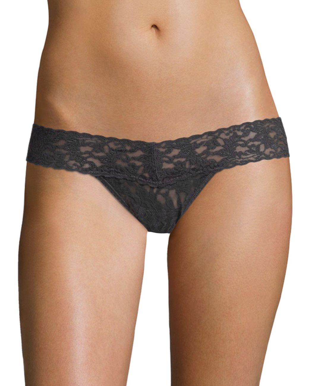 Signature Lace Low Rise Thong Chocolate Noir O/S