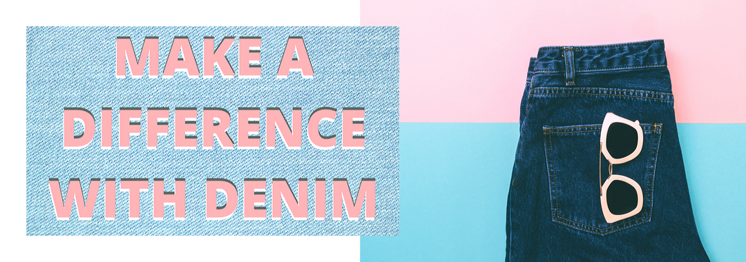Make a difference with denim. Title Page for Jaffi's Retail Therapy "style your mind" blog. Post in honor of Denim Day, 2020.