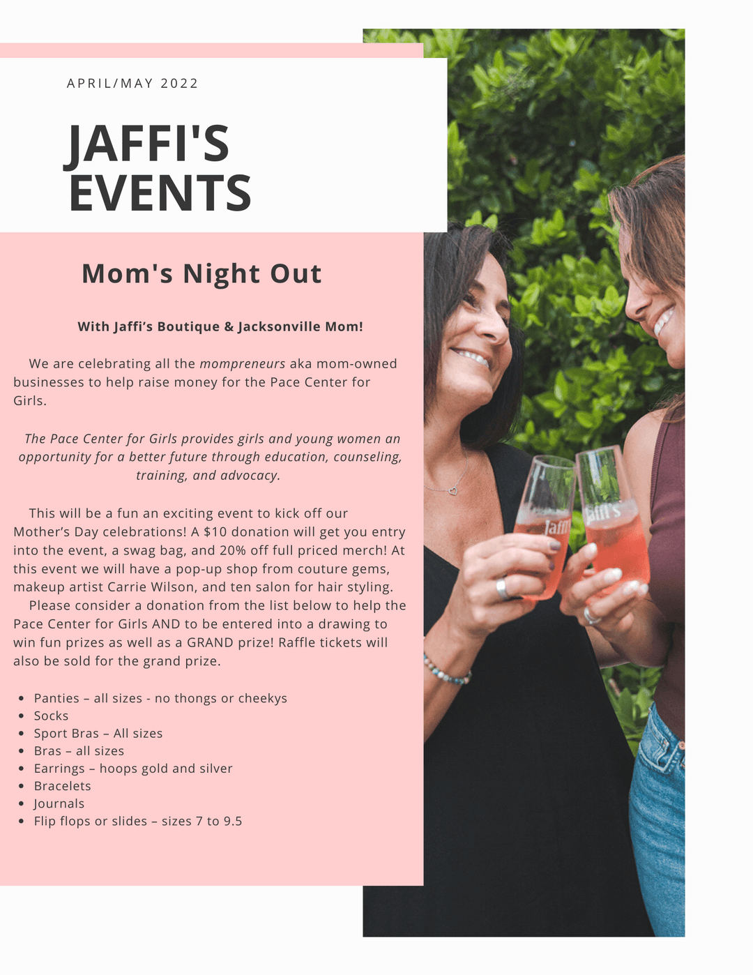 Mom's Night Out with Jacksonville Mom - Thursday, April 28th 5-8pm - Jaffi's