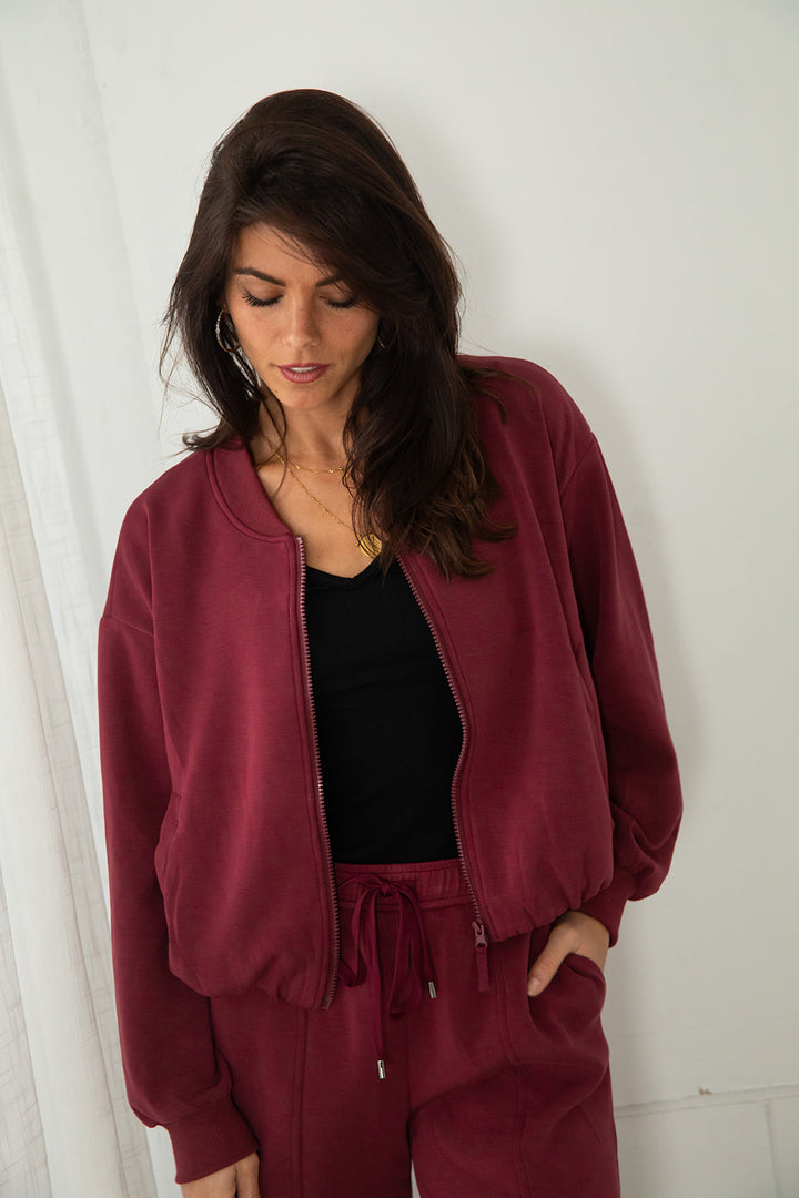 Modal Bomber Jacket - Rosewood