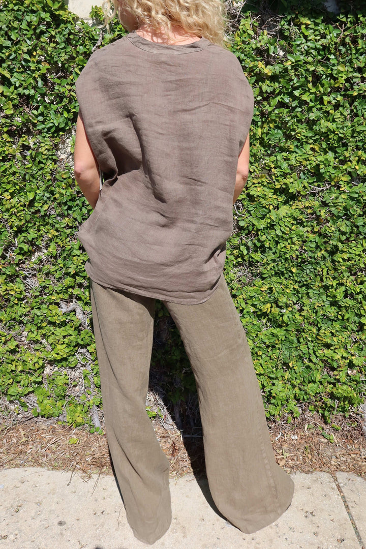 Linen Button Front Top