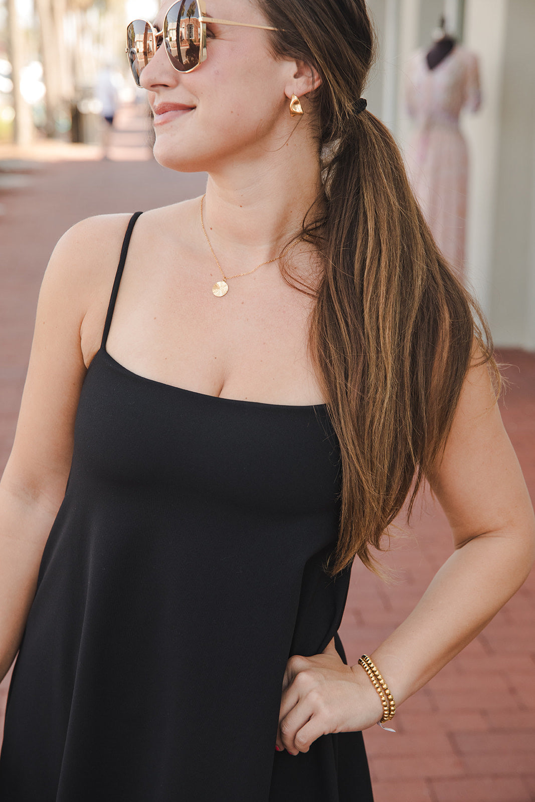String Flare 18" Dress - Black