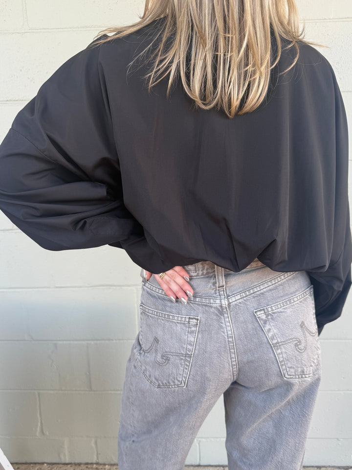 Long Sleeve Shirting Bodysuit - Black