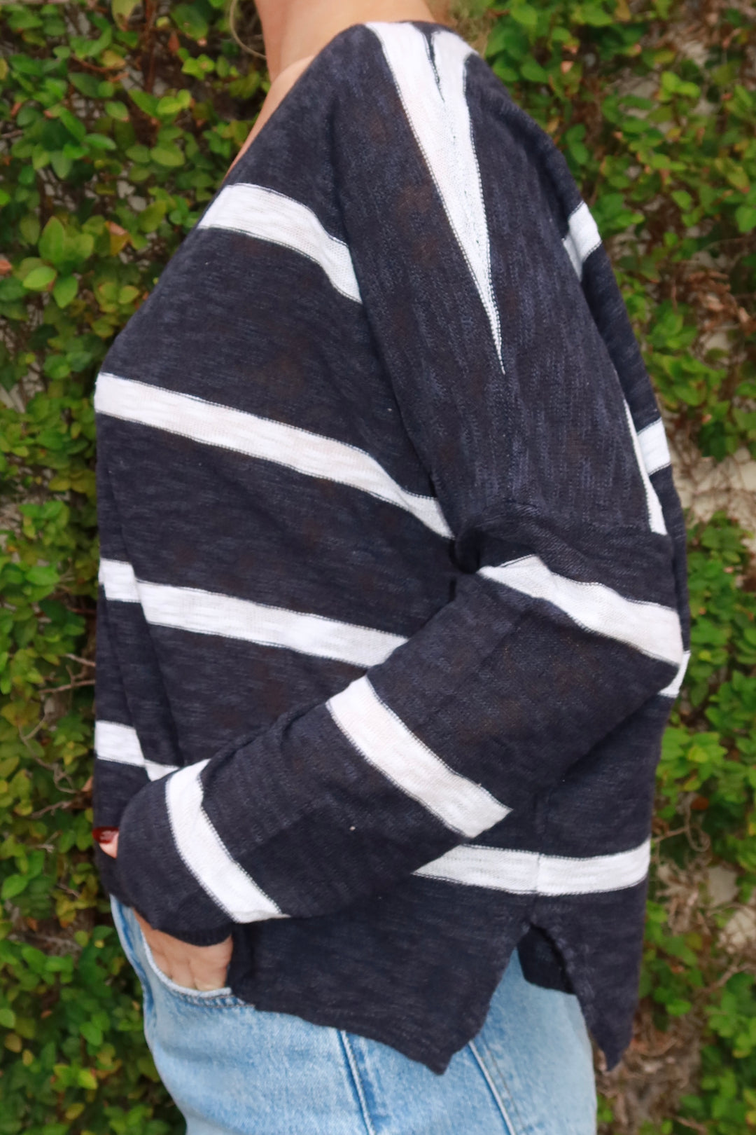 Dolphin Stripe Knit Sweater - Midnight Blue