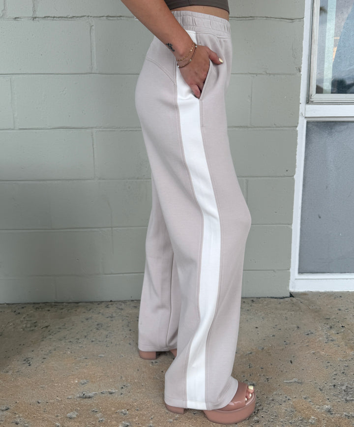 Mocha Cream/Cream Stripe Scuba Pant