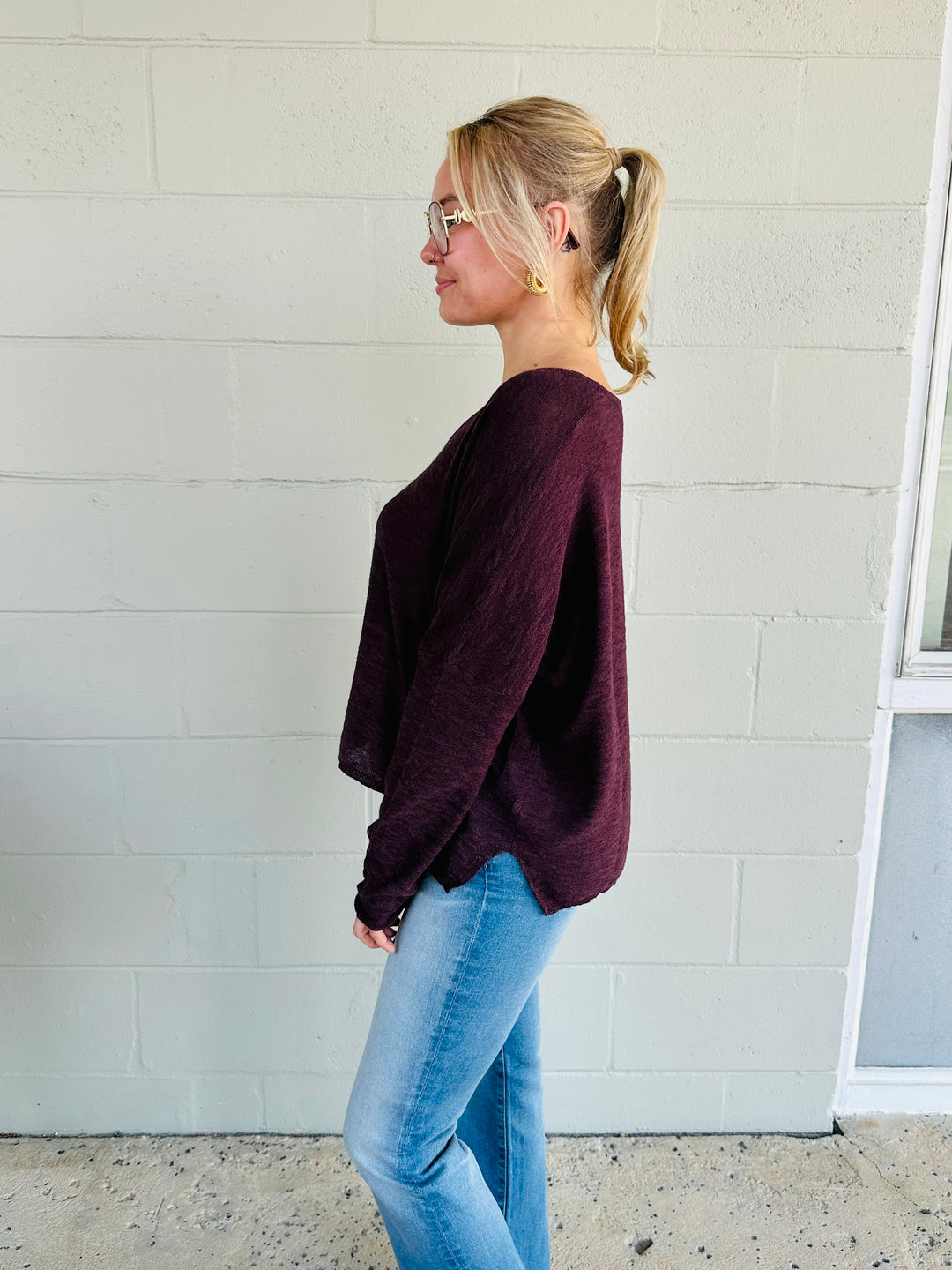 Dolphin Knit Sweater - Midnight Plum