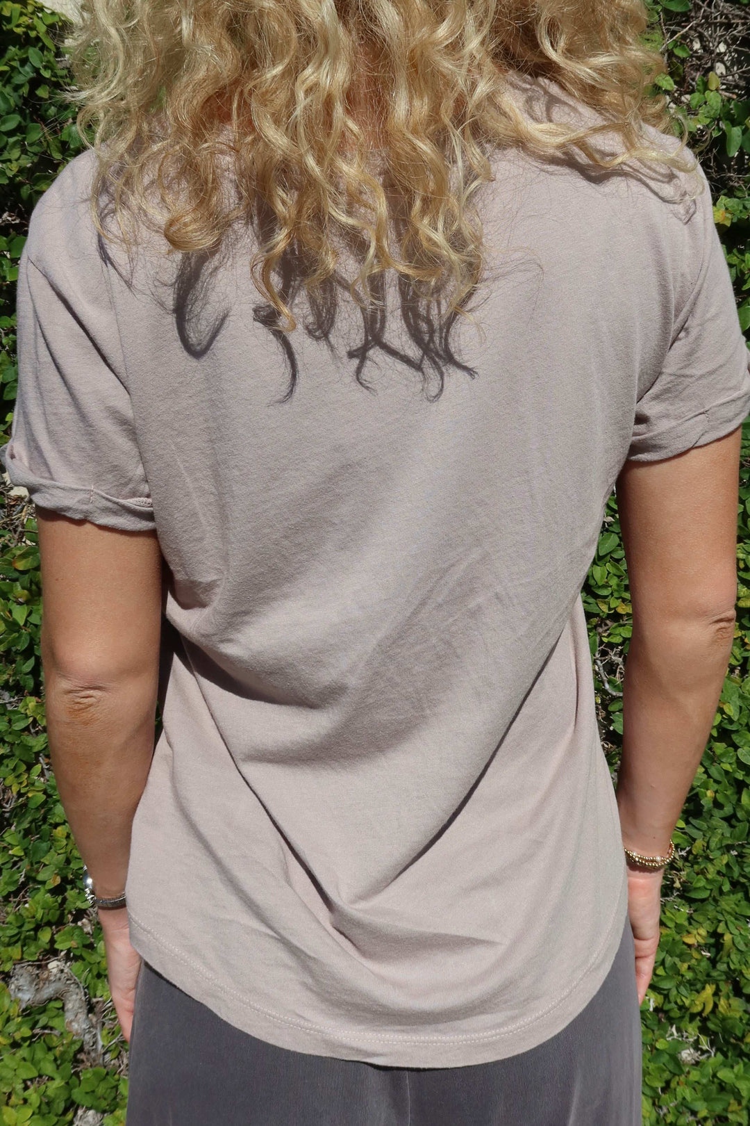 Boxy Roll Sleeve Tee - Greige