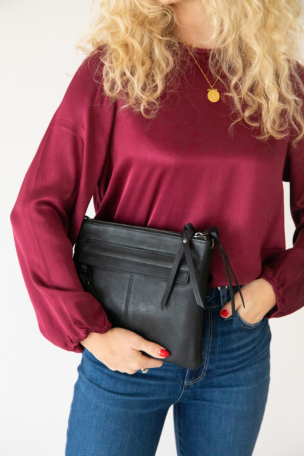Lali Satin Blouse - Garnet
