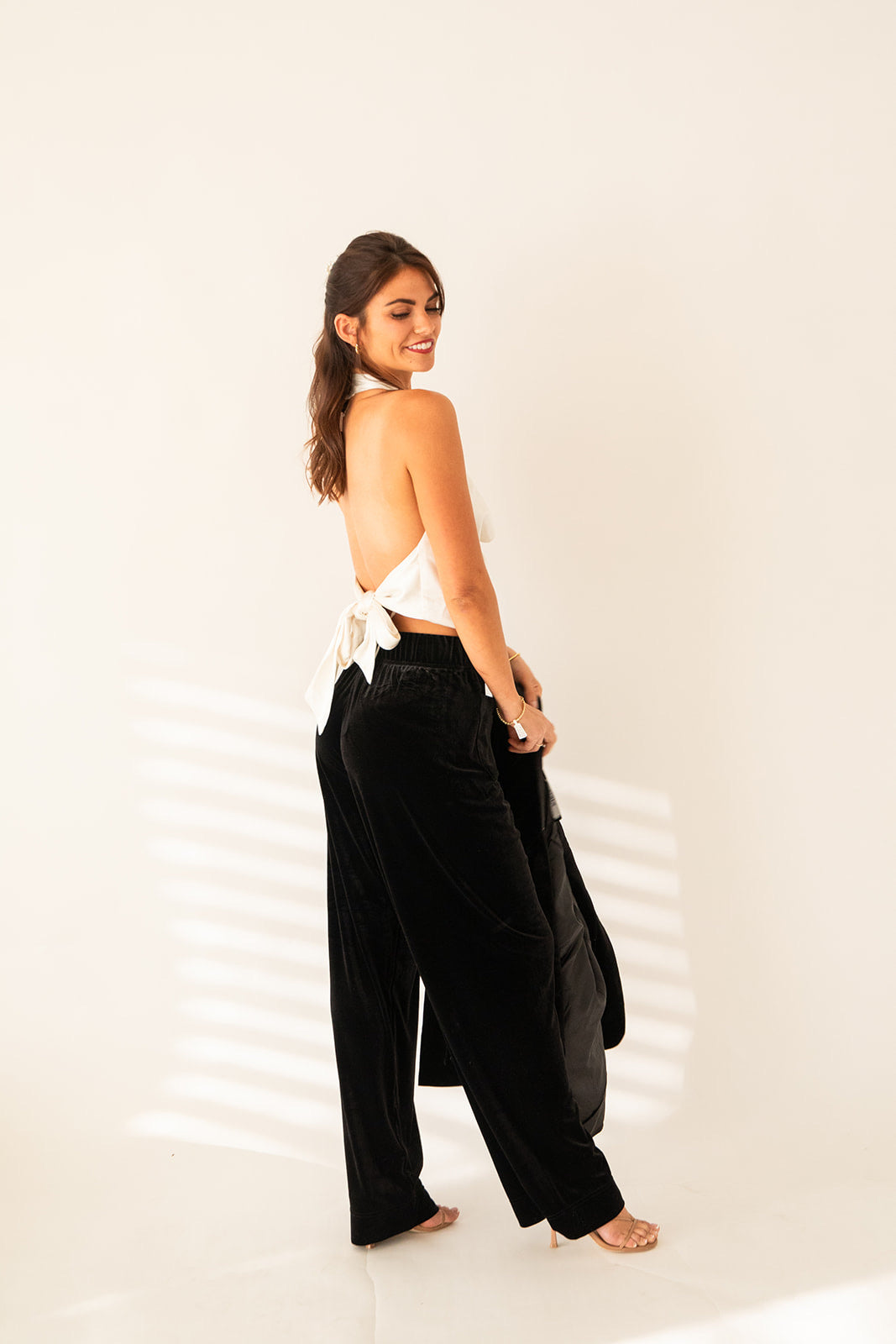 Satin Cowl Halter Top - Ivory