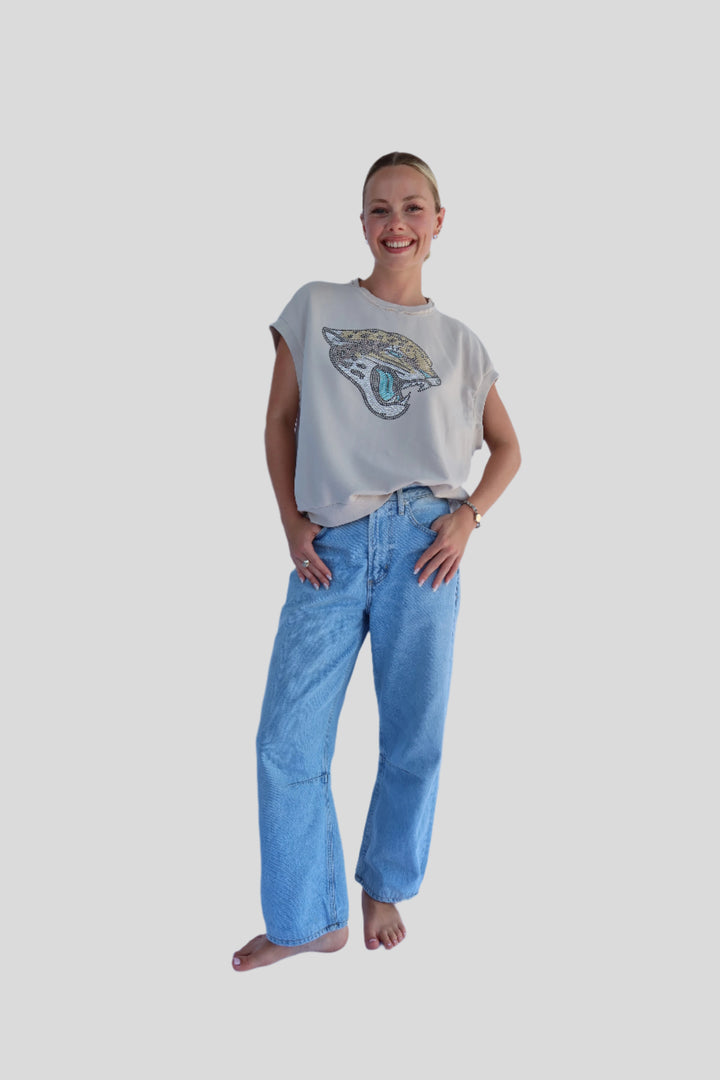 Jags Logo Short Sleeve Sweatshirt - Tan