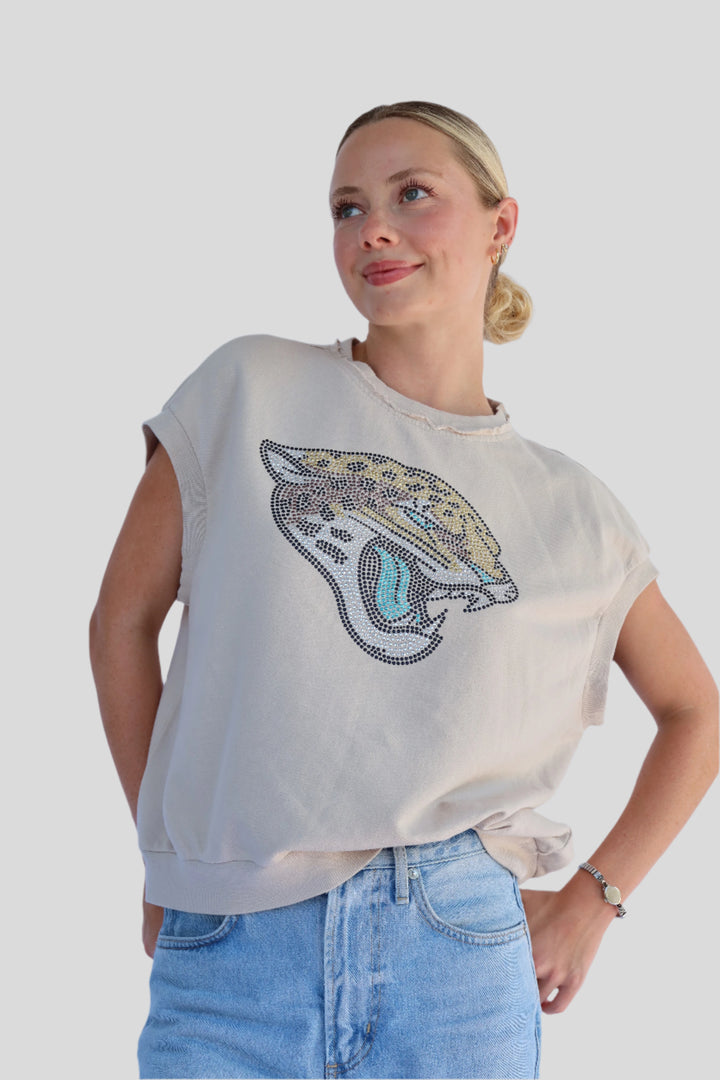 Jags Logo Short Sleeve Sweatshirt - Tan