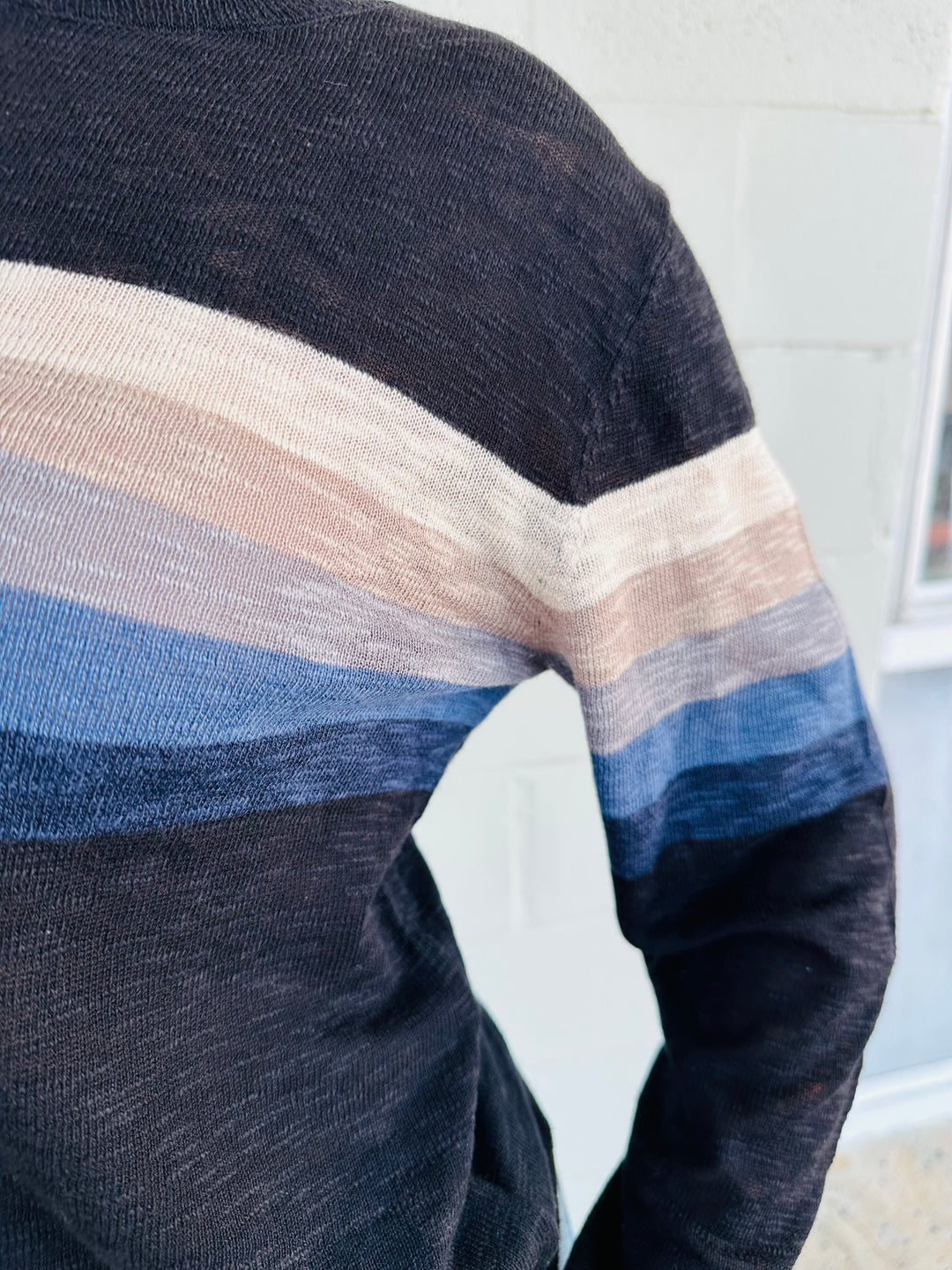 Finish Line Stripe Knit Sweater - Black