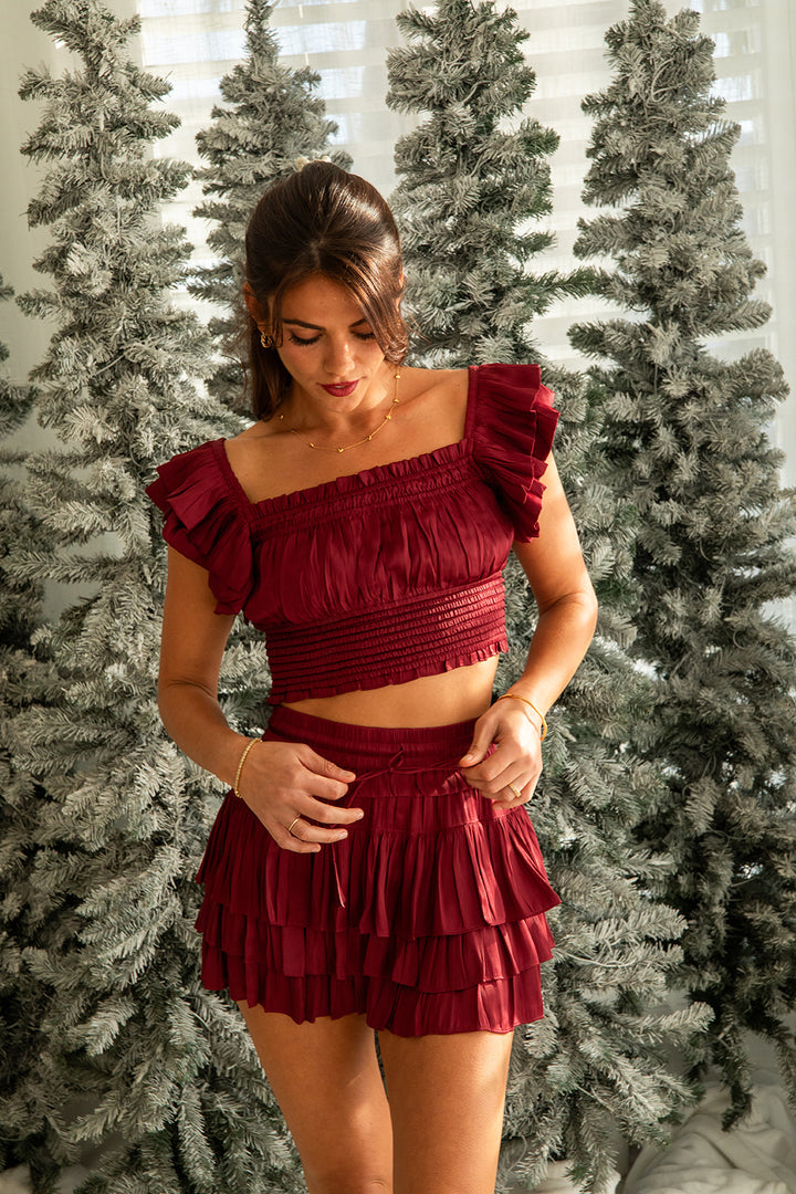 Silky Mandy Skort - Maroon