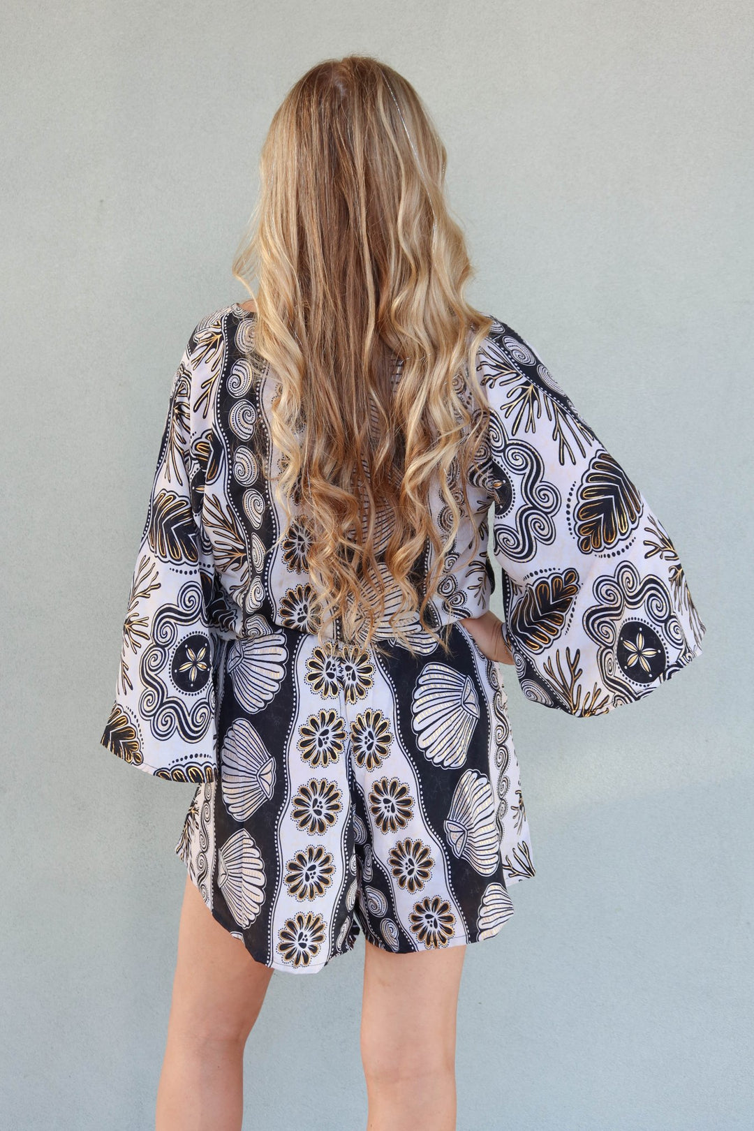3/4 Sleeve Romper - Seashell Print - Jaffi's