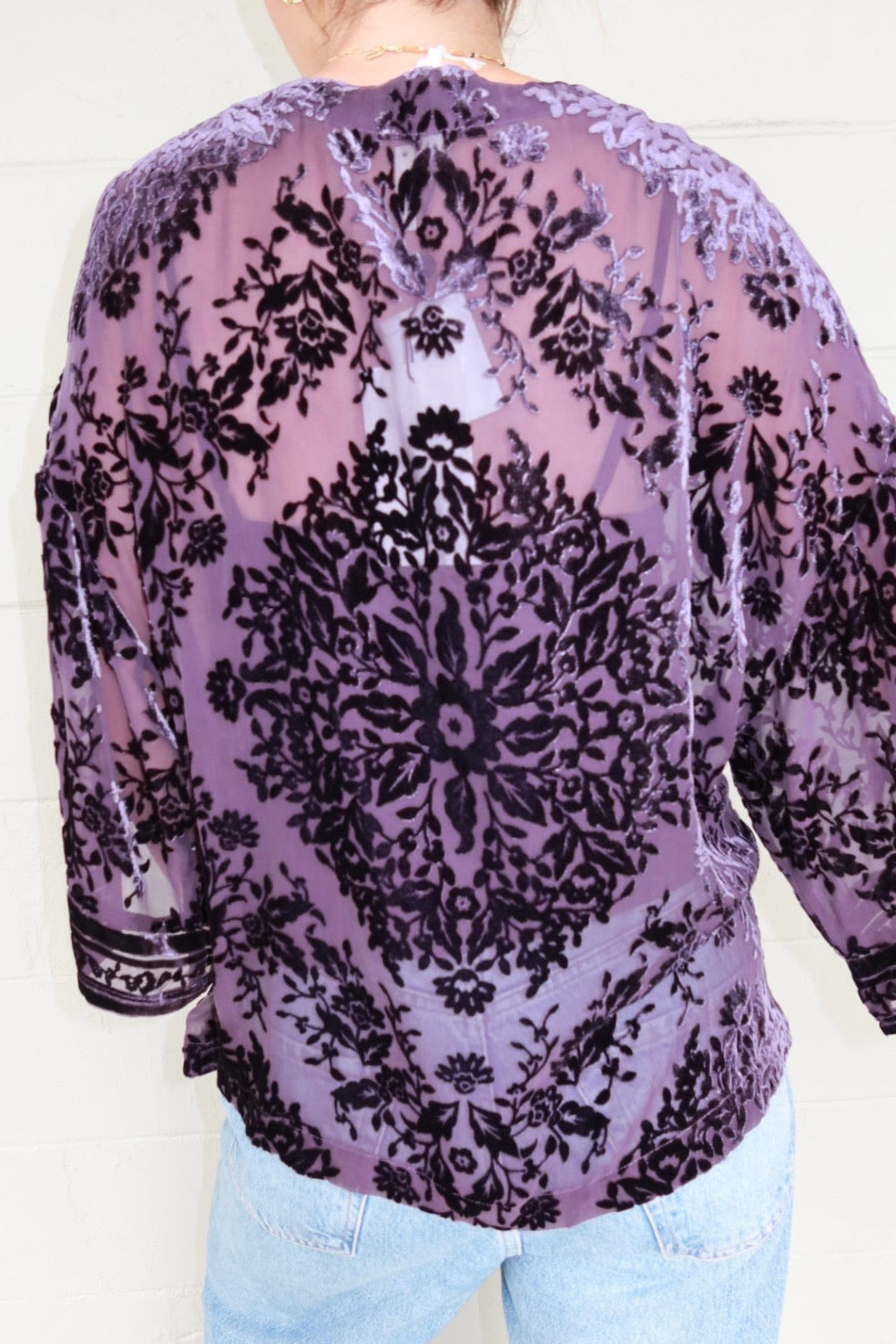 Briar Silk Burnout Kimono Slv Top