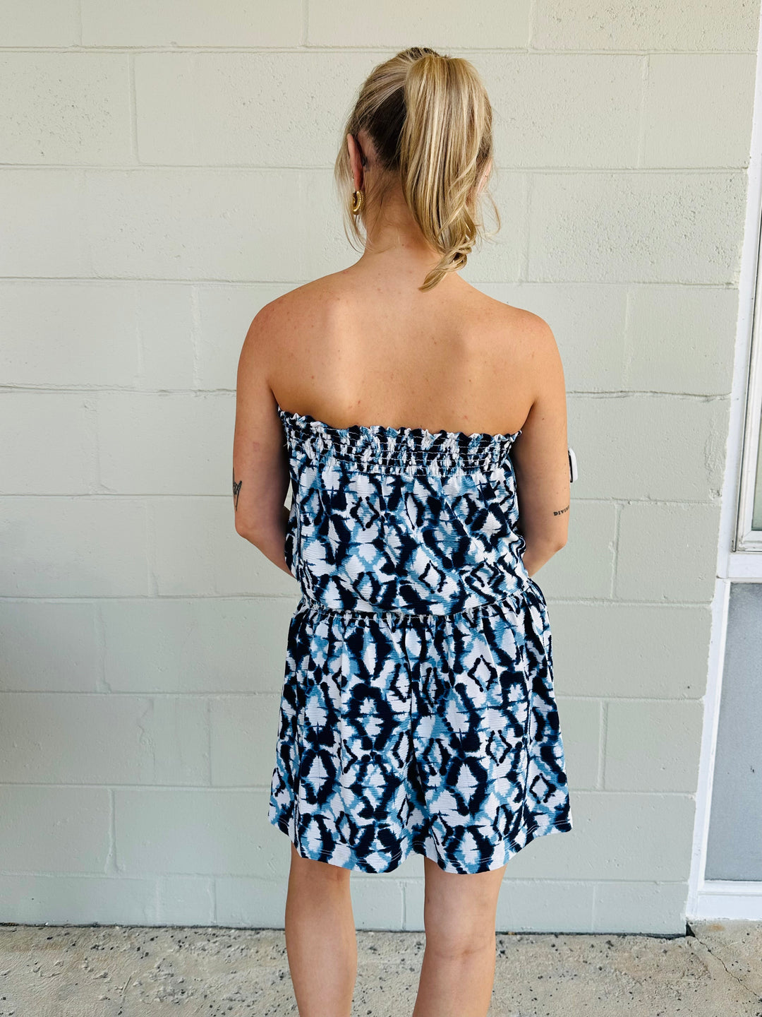 Tube Mini Dress -   Blue Geo