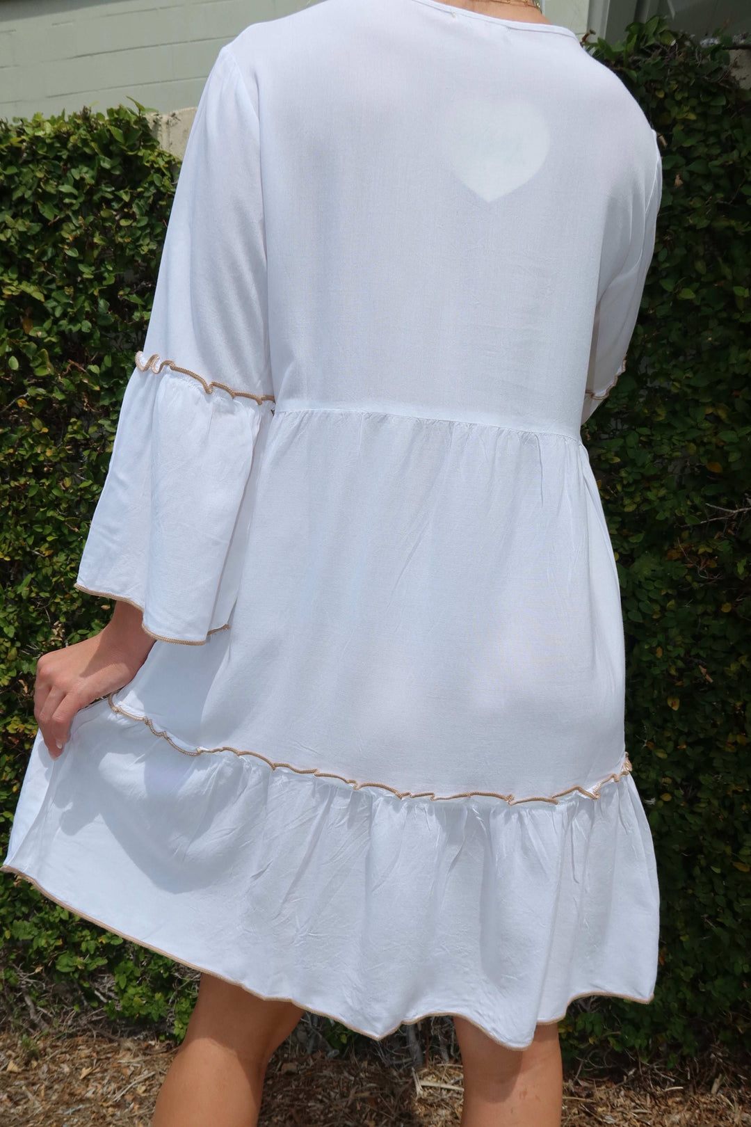 Embroidered 3/4 Sleeve Dress