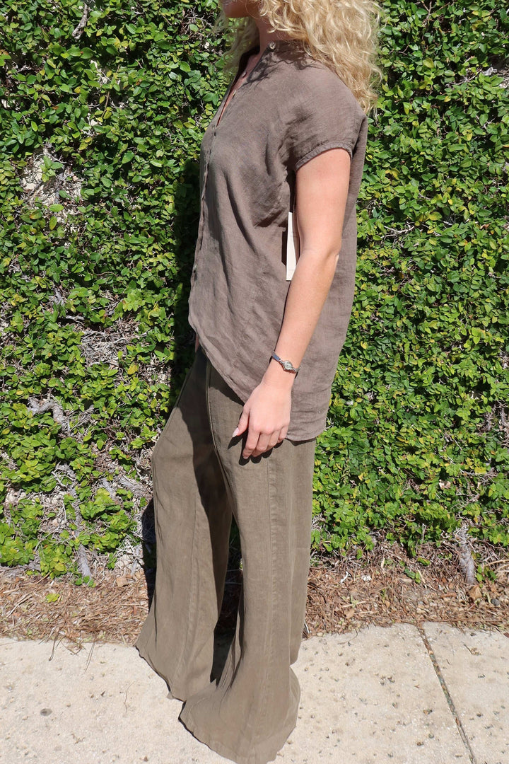 Linen Button Front Top