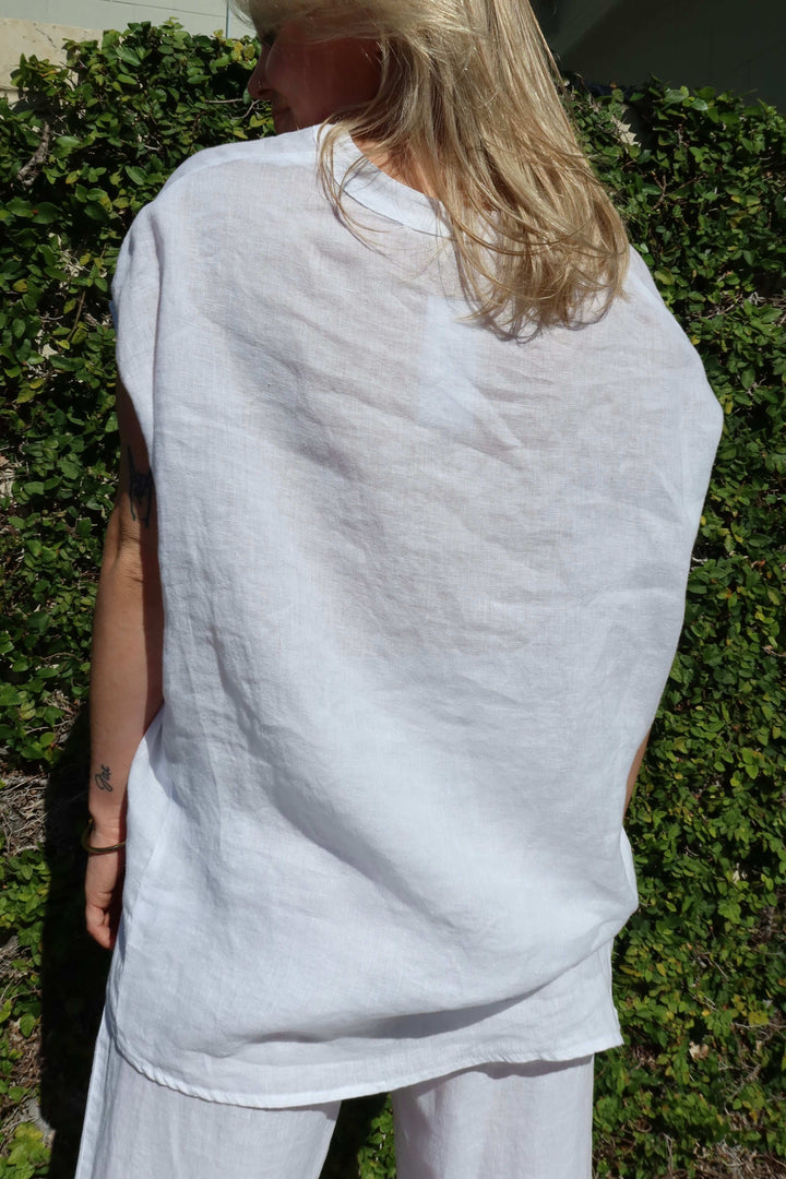Linen Button Front Top