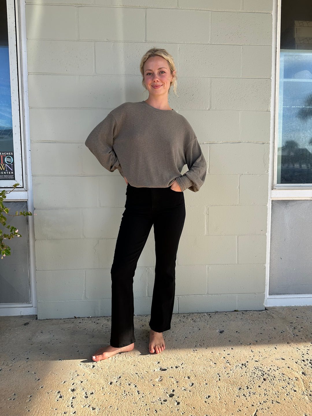 Tia Ribbed Pullover - Cobblestone