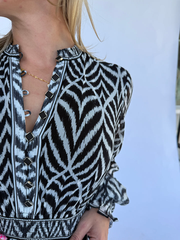 Black with White Nyra Dress