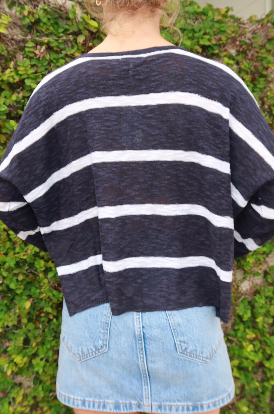 Dolphin Stripe Knit Sweater - Midnight Blue