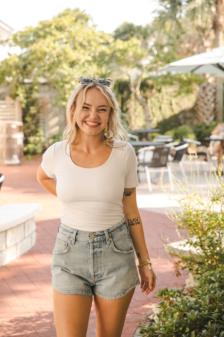 Butter Soft Round Neck Tee - White