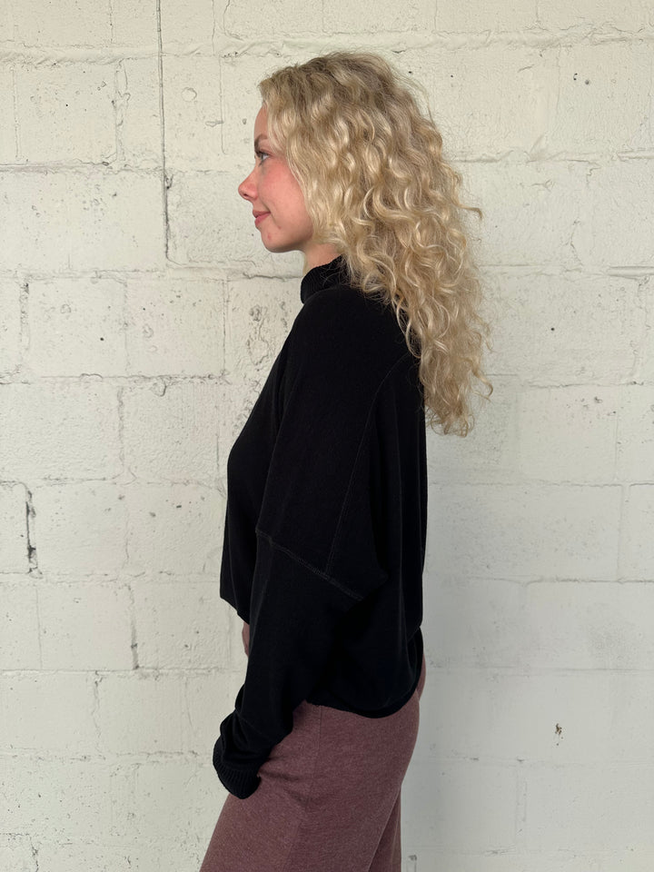 Frida Mock Neck Top - Black