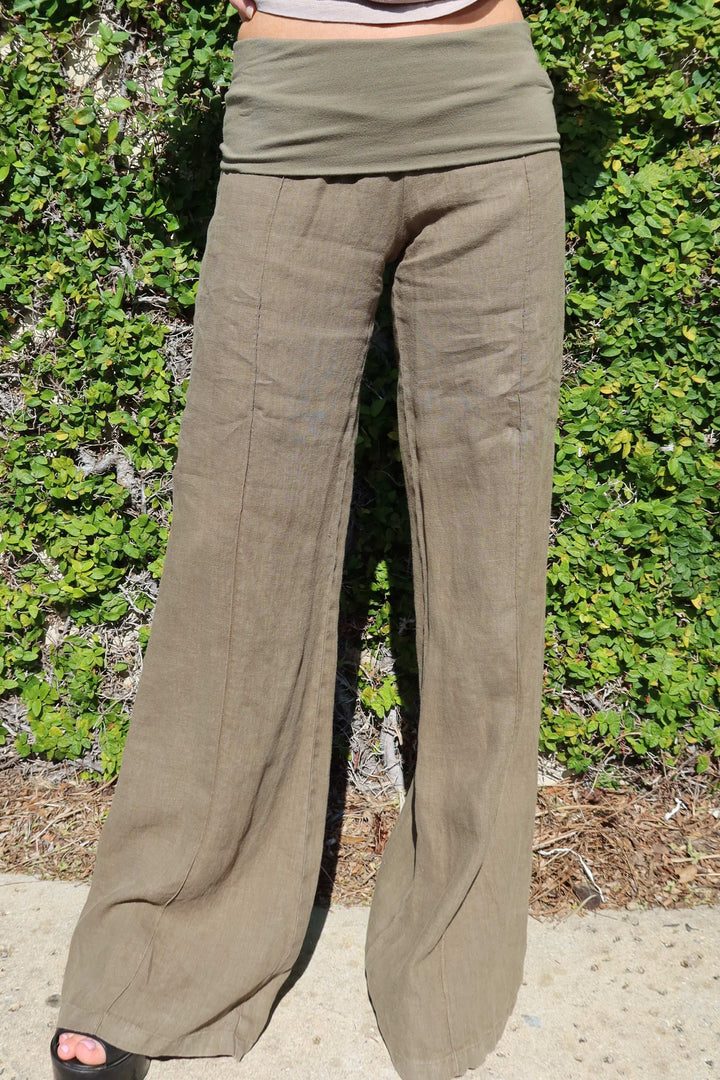 Linen Fold Over Pant