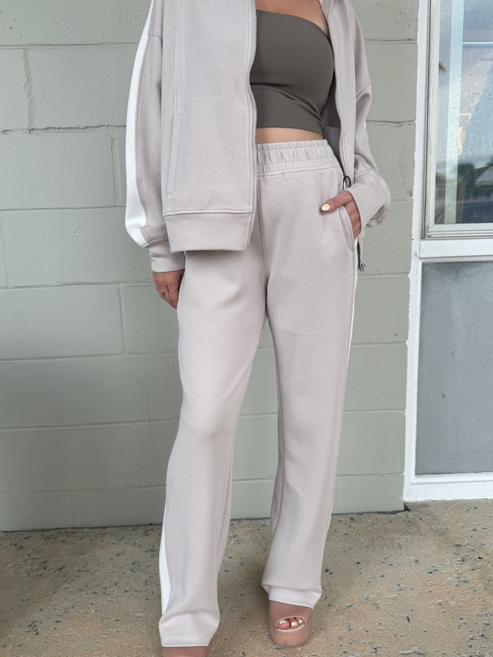 Mocha Cream/Cream Stripe Scuba Pant