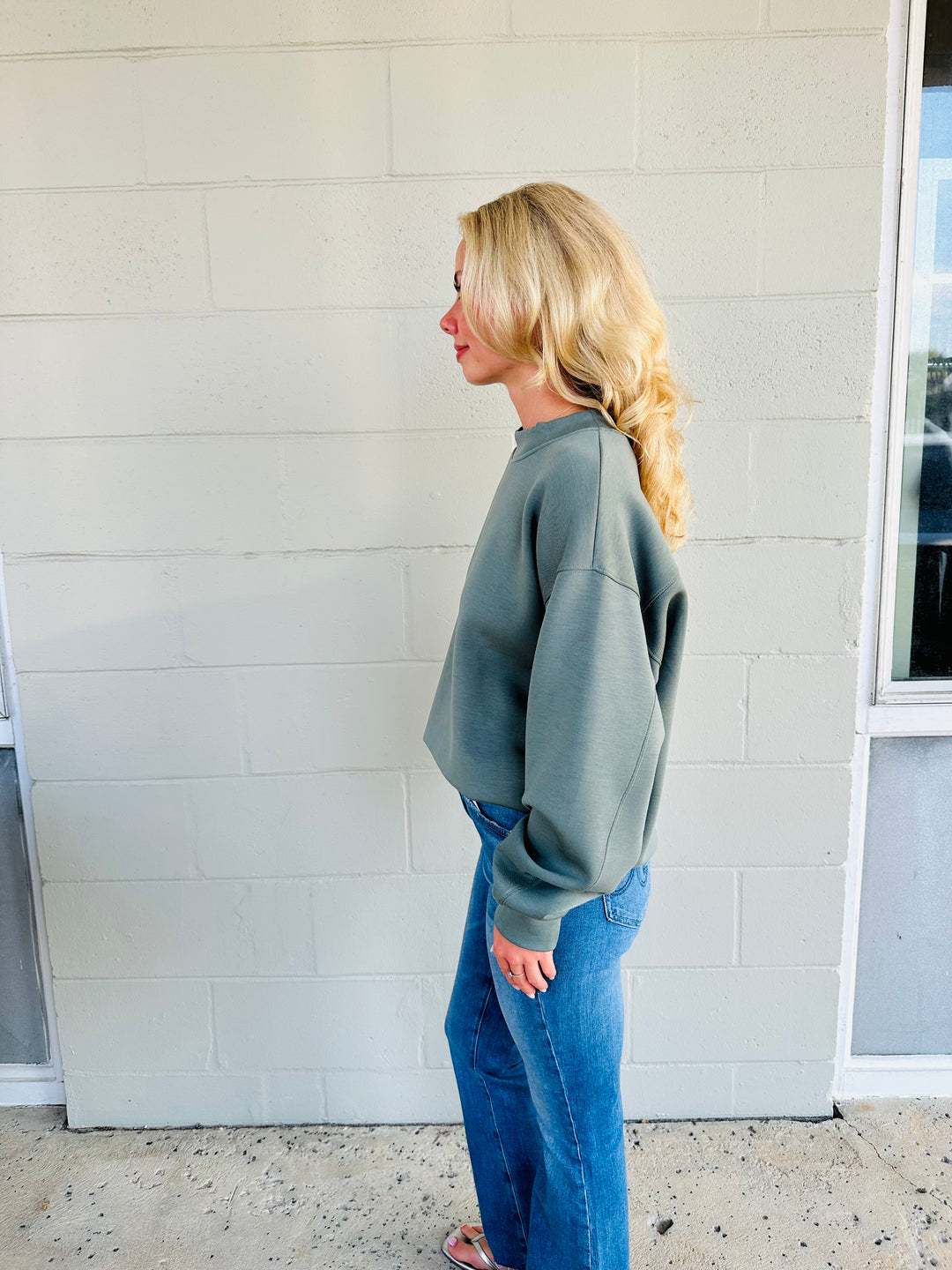 Scuba Mock Neck Pullover - Sage Leaf