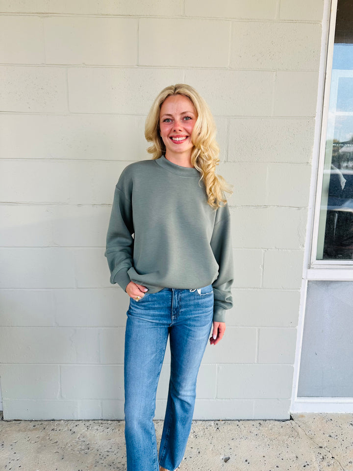 Scuba Mock Neck Pullover - Sage Leaf