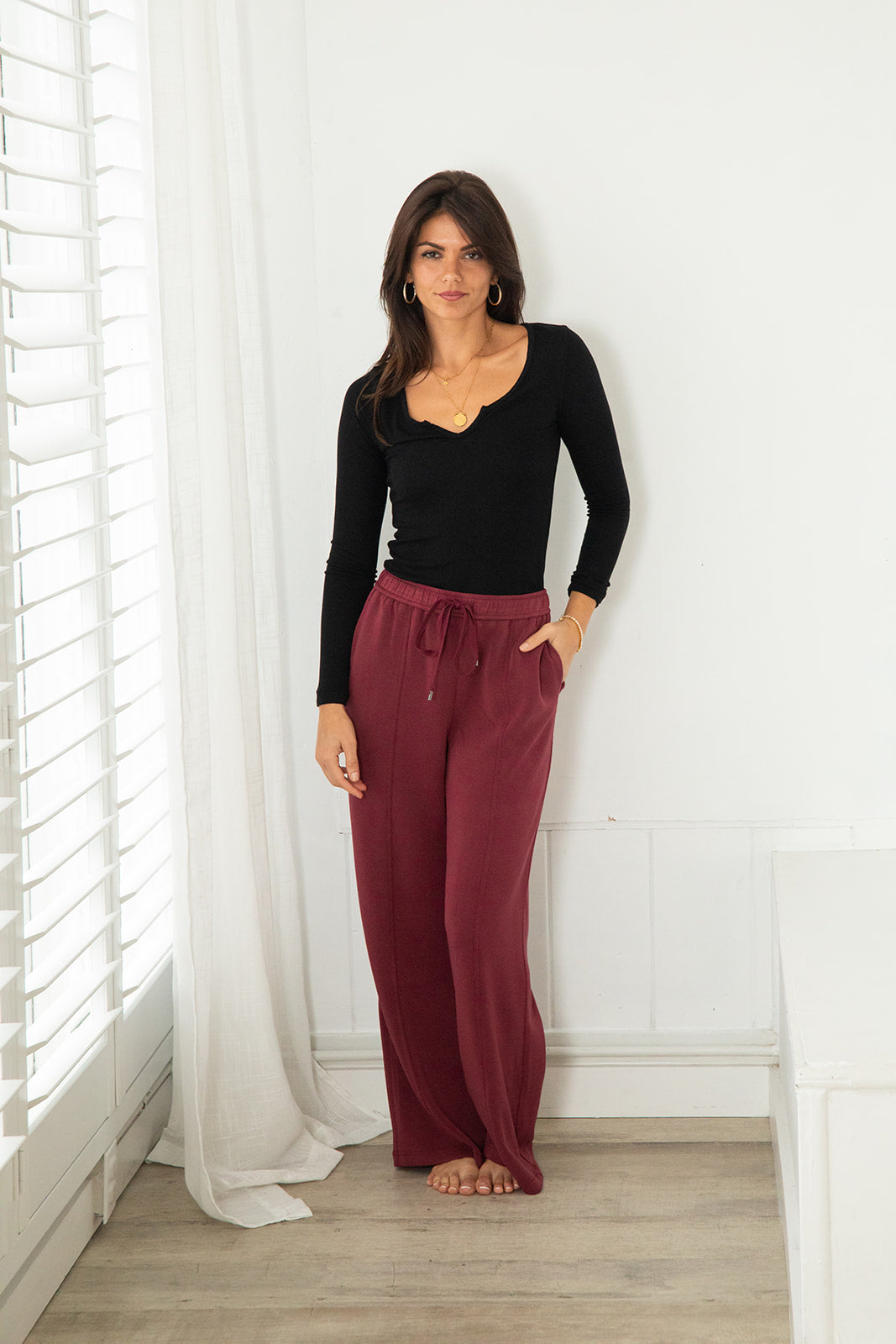 Modal Drawstring Pant - Rosewood