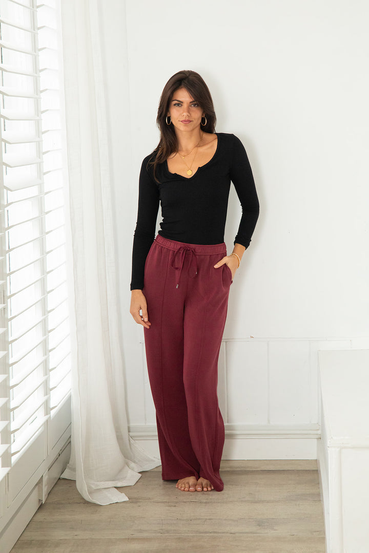 Modal Drawstring Pant - Rosewood