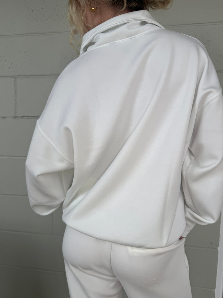 Cream Scuba Quarter Zip Pullover