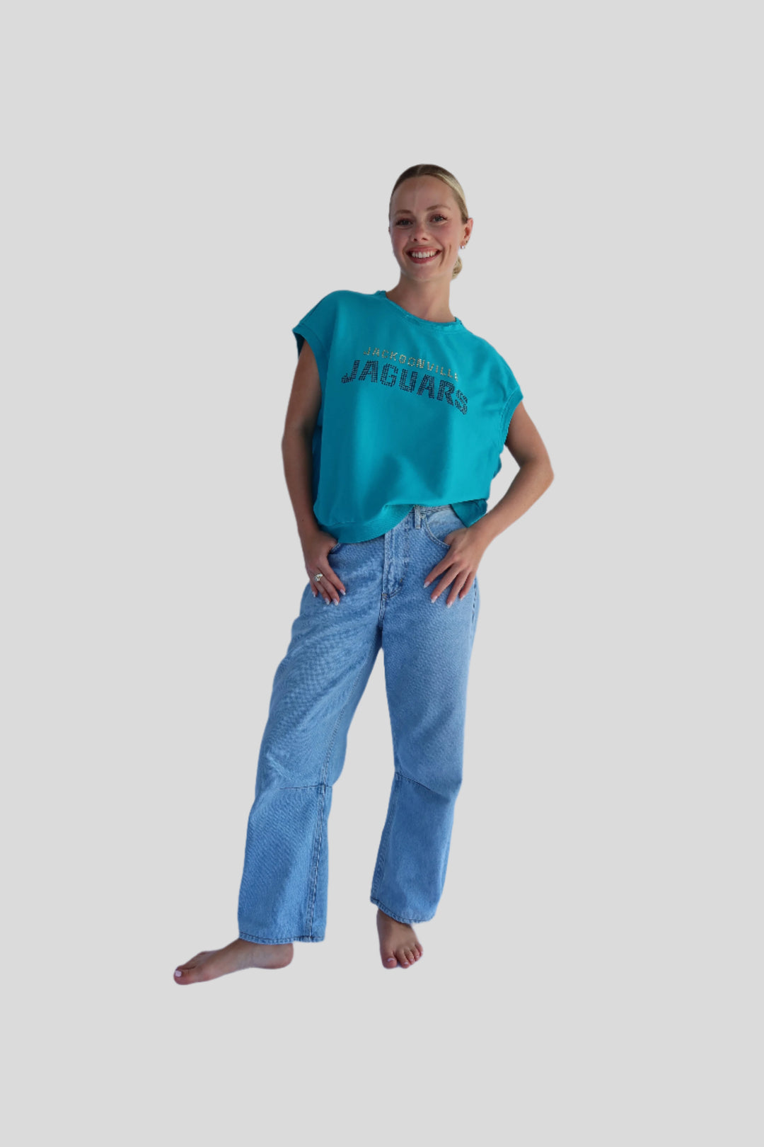 Jacksonville Jaguars Short Sleeve Sweatshirt - Teal