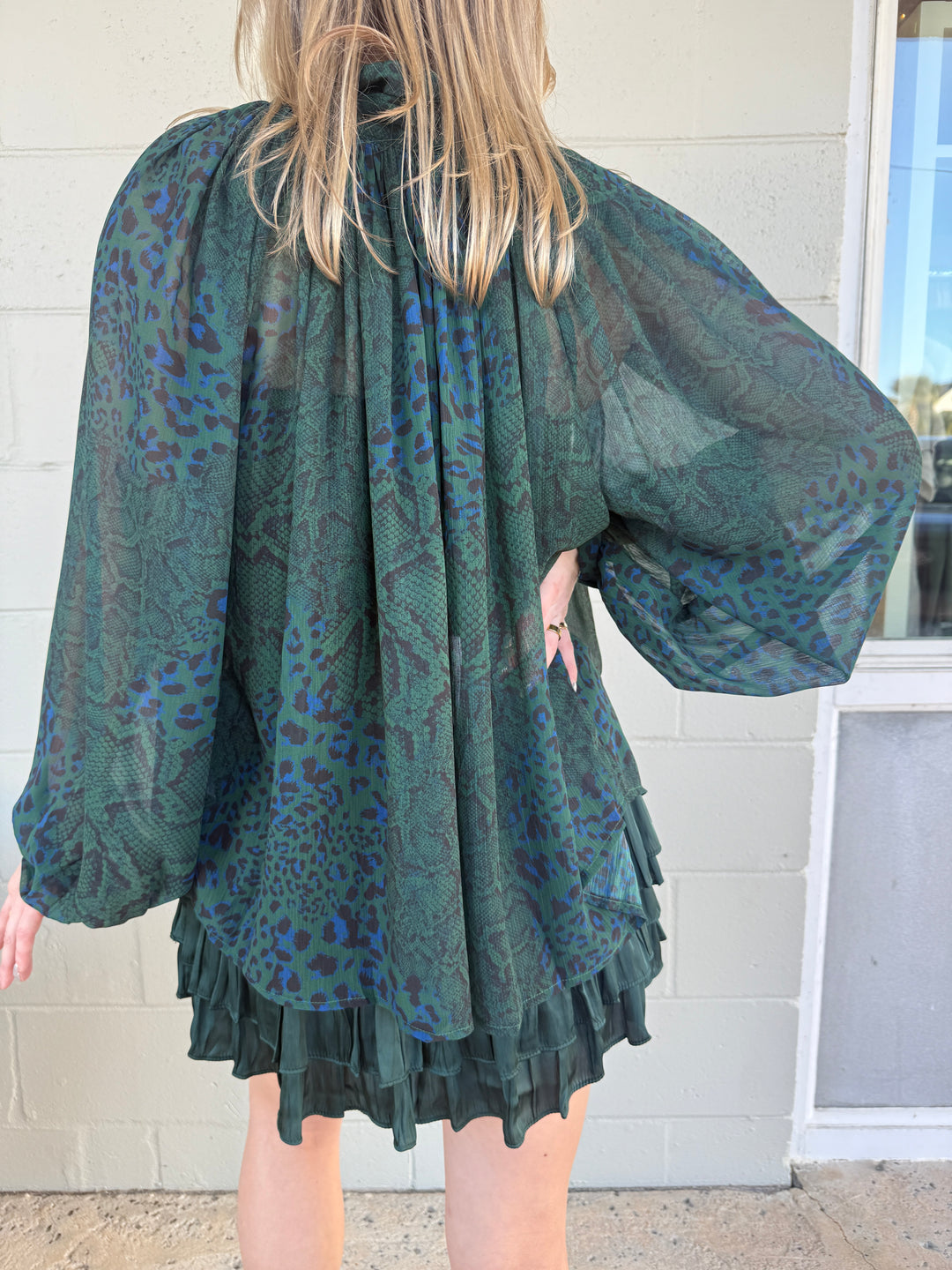 Sheer Buttondown Blouse - Peacock
