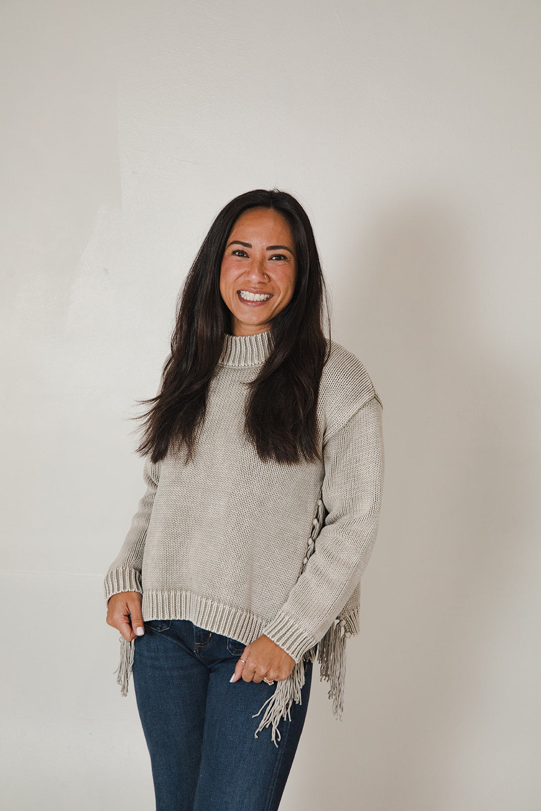 Houston Mock Neck Sweater - Harbor Grey Mineral Wash