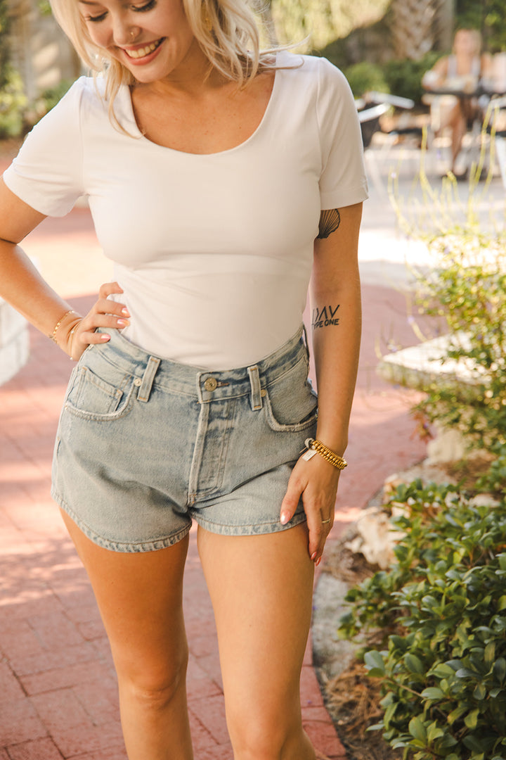 Butter Soft Round Neck Tee - White