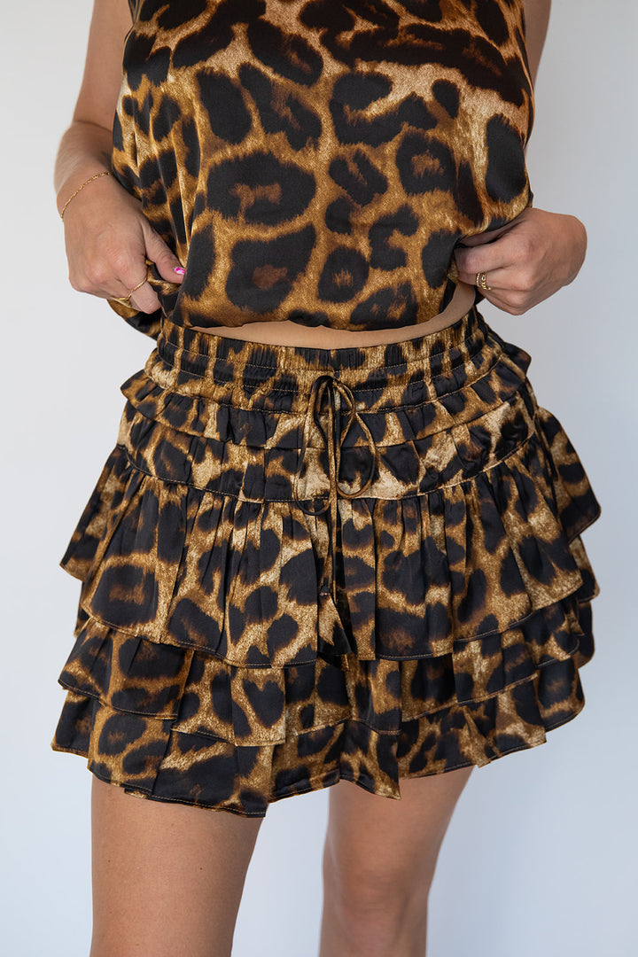 Brown Black Cheetah Rene Skort