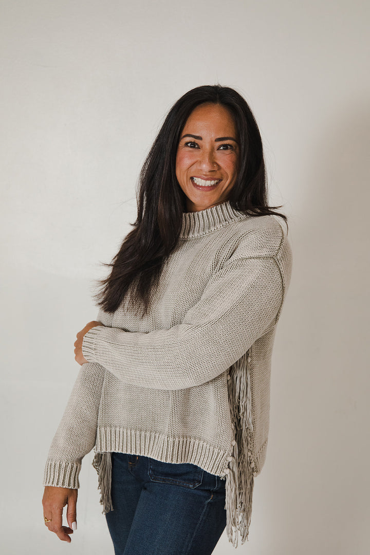 Houston Mock Neck Sweater - Harbor Grey Mineral Wash