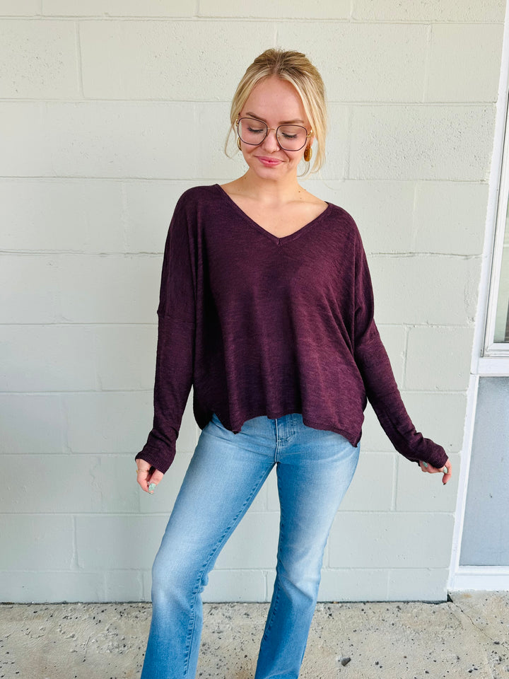 Dolphin Knit Sweater - Midnight Plum