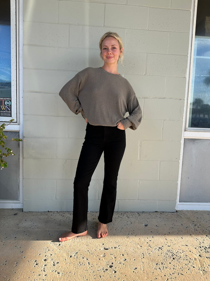 Tia Ribbed Pullover - Cobblestone