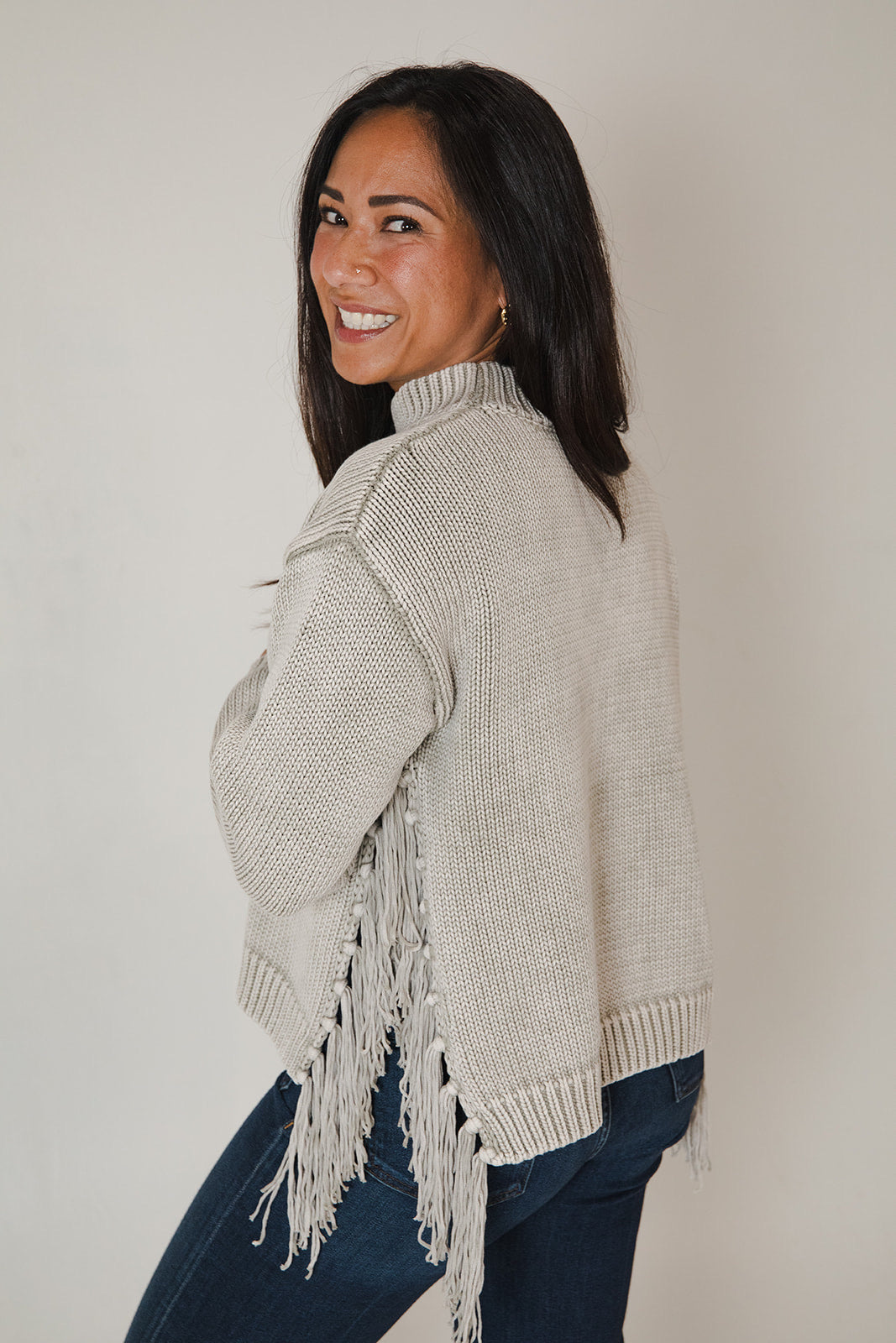 Houston Mock Neck Sweater - Harbor Grey Mineral Wash