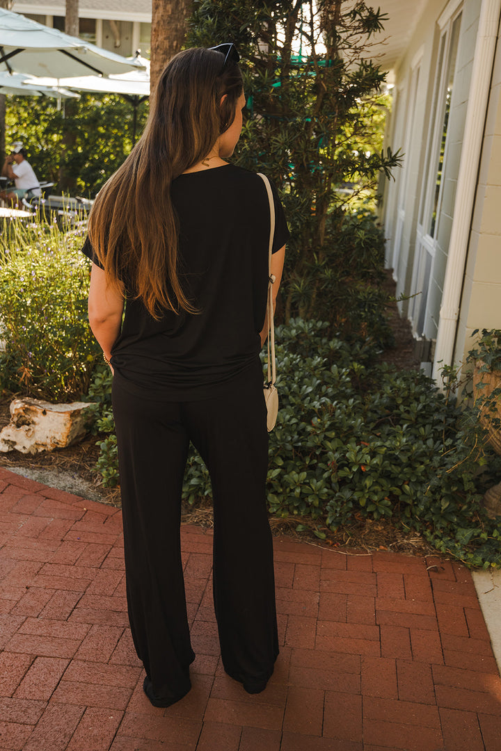 Lounge Wide Leg Pant - Black