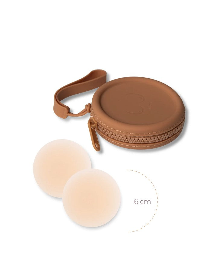 Boob-eez Silicone Travel Case 6cm Nipple Covers With Medium Tint Case