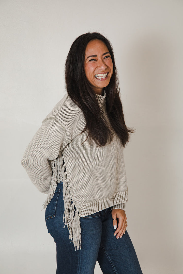 Houston Mock Neck Sweater - Harbor Grey Mineral Wash