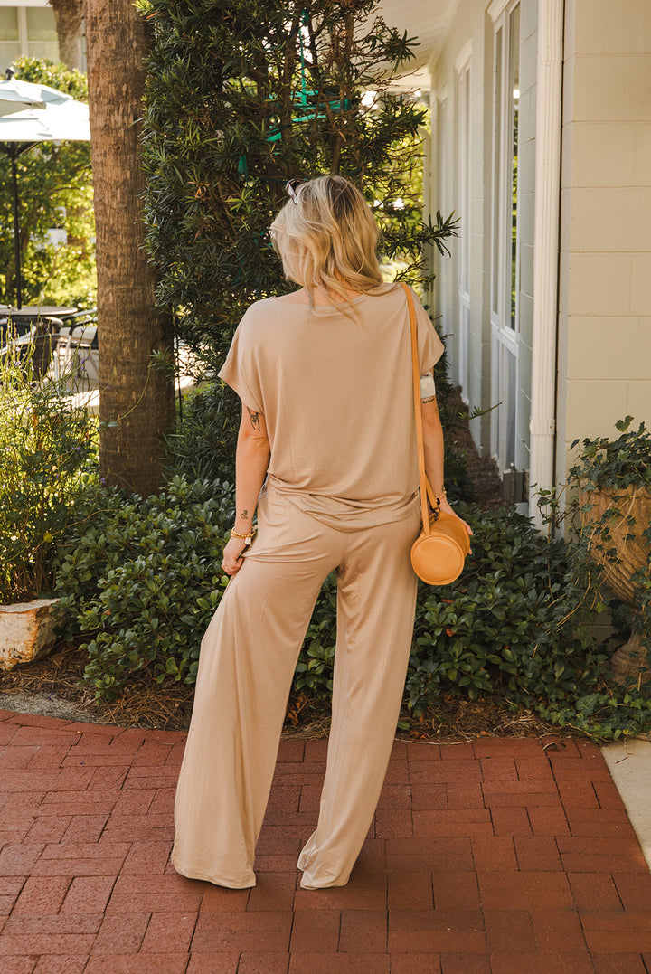 Lounge Wide Leg Pant - Taupe